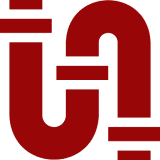 Geometric red shapes, black backdrop