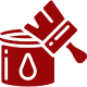 Red paint can with brush