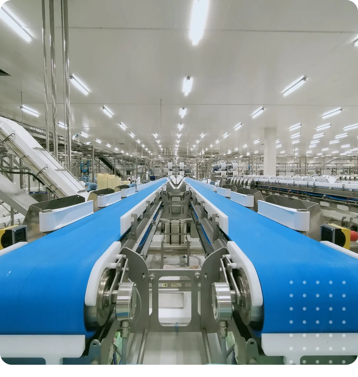 Modern manufacturing facility with conveyor system